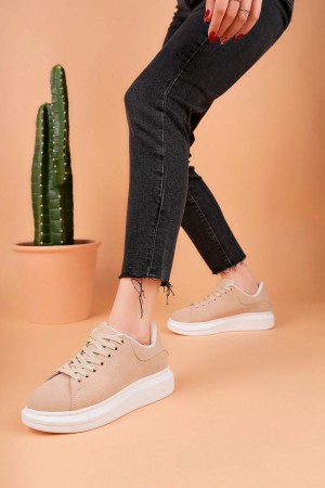 Luis a Costa LC101 Krem Süet Kadın Sneaker